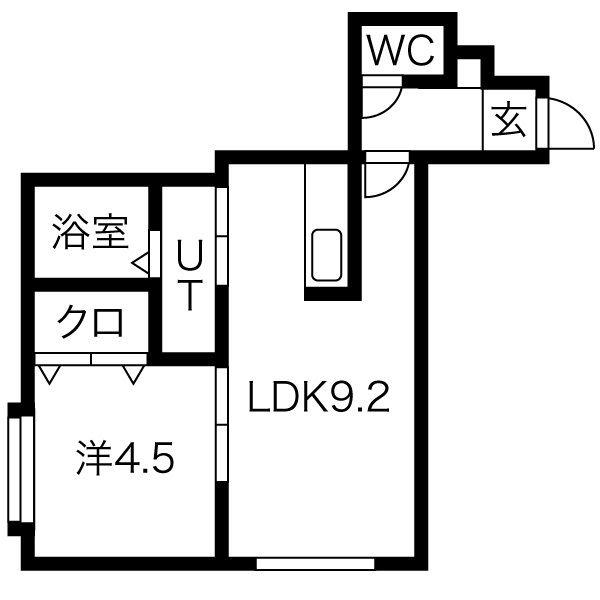 ノースカルム北32条(1LDK/2階)の間取り写真