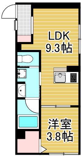 セレスティア竹ノ塚(1LDK/1階)の間取り写真