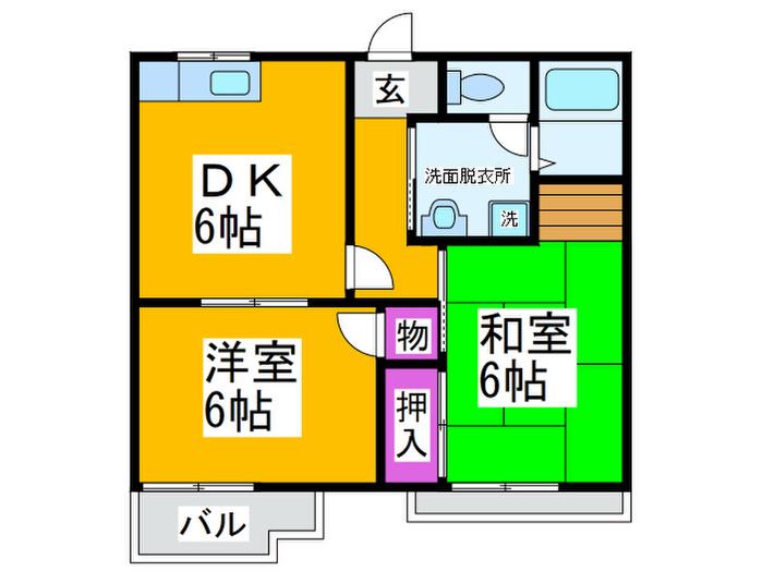 アーバンハイツII(2DK/2階)の間取り写真