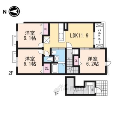 ジョイ アルミュール C(3LDK/2階)の間取り写真