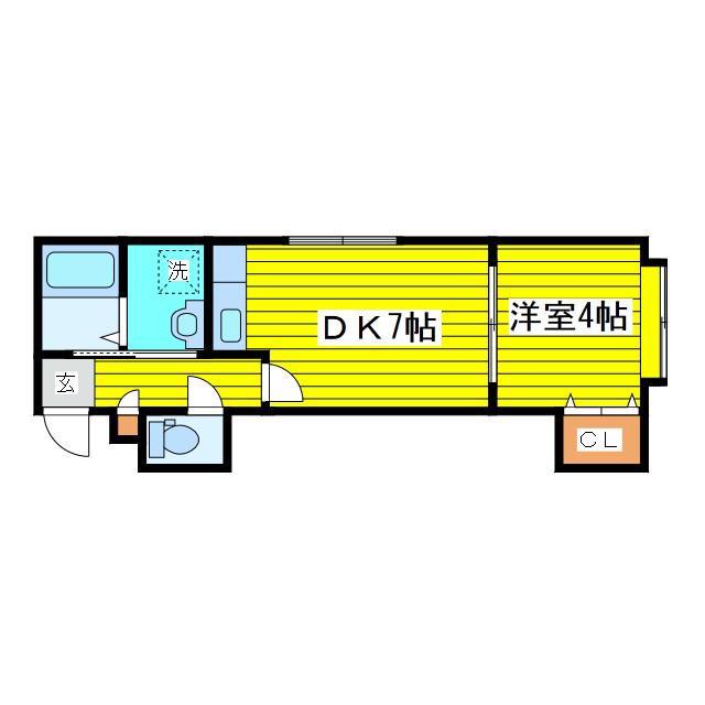 エヴァンス大友公園(1DK/2階)の間取り写真
