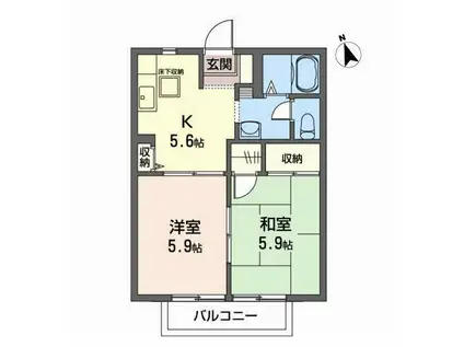 モンシェールI(2K/2階)の間取り写真