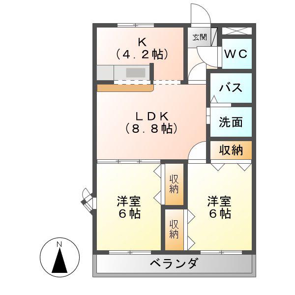 ラピュタ(2LDK/2階)の間取り写真
