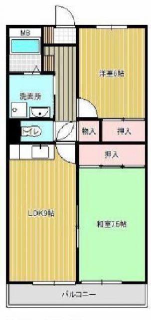 ベルコスモス(2LDK/1階)の間取り写真