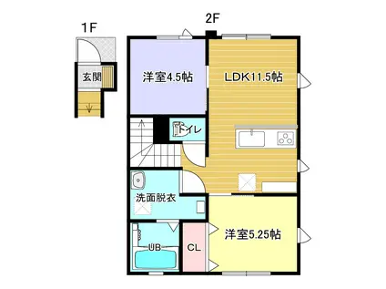 ラ・ルーチェA(2LDK/2階)の間取り写真