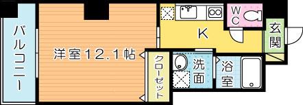 アーリントン(1K/8階)の間取り写真