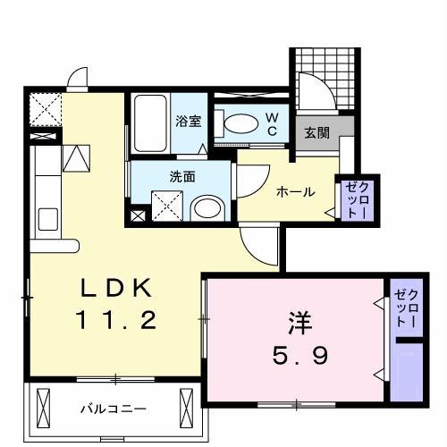 グランドゥールA・B(1LDK/1階)の間取り写真