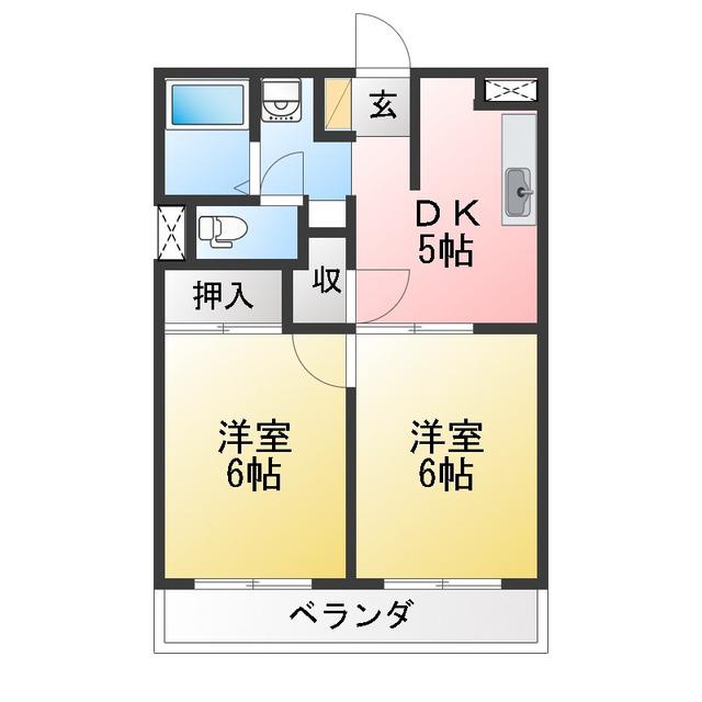 ポローニアコート(2DK/1階)の間取り写真
