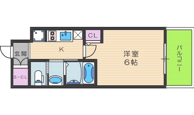 エステムコート梅田茶屋町IIIネクスタ(1K/8階)の間取り写真