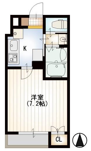 クローバー九番館(1K/4階)の間取り写真