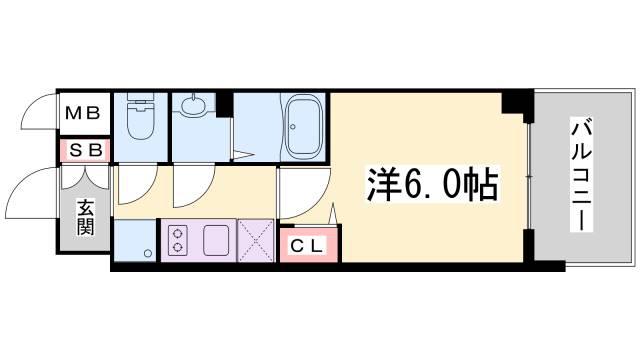 エステムコート神戸グランスタイル(1K/3階)の間取り写真