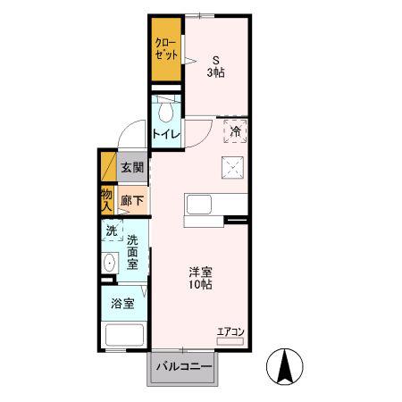 プランドールA(1LDK/1階)の間取り写真