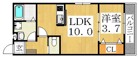 レグルス南田辺(1LDK/2階)の間取り写真
