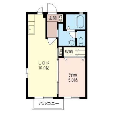 マーブル(1LDK/1階)の間取り写真