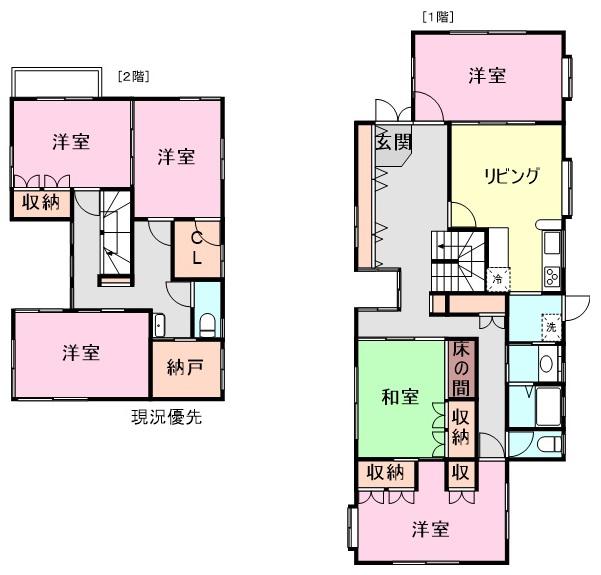 ＪＲ福塩線 備後本庄駅 徒歩20分 2階建 築31年(6DK/1階)の間取り写真