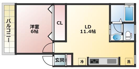コーポ日光(1LDK/1階)の間取り写真