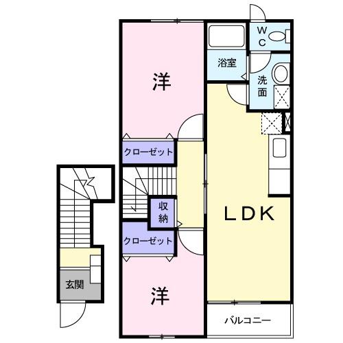 グランスクエアII(2LDK/2階)の間取り写真