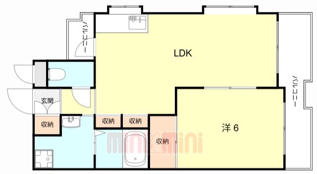 メゾンドール稲野(1LDK/1階)の間取り写真