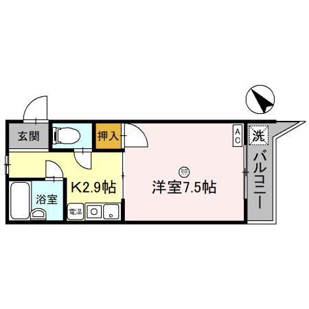 リバーハイツ豊岡(1K/3階)の間取り写真