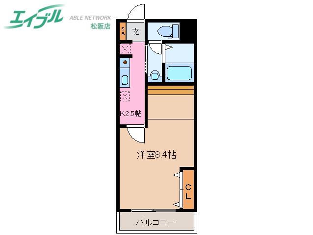 シャルパンティエ(1K/2階)の間取り写真