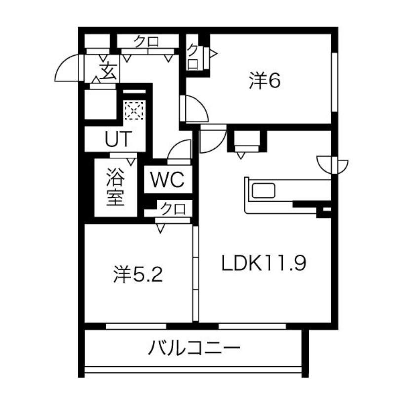 エナグランツ山鼻公園(2LDK/2階)の間取り写真