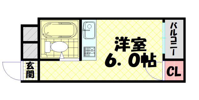 ジョイフル西船場(ワンルーム/4階)の間取り写真