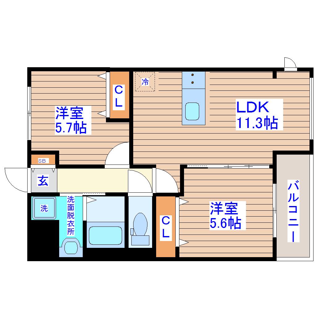 イーストマリオン(2LDK/1階)の間取り写真