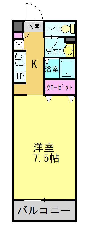 ソフィア21新在家(1K/2階)の間取り写真