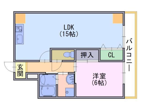 富士マンションⅡ(1LDK/3階)の間取り写真