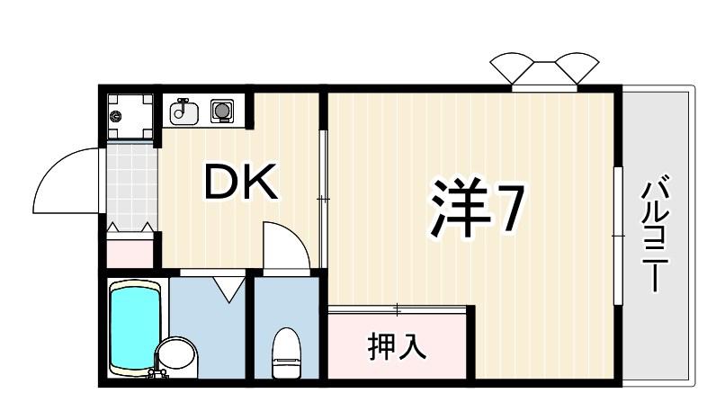 コートアゼリアB棟(1DK/2階)の間取り写真