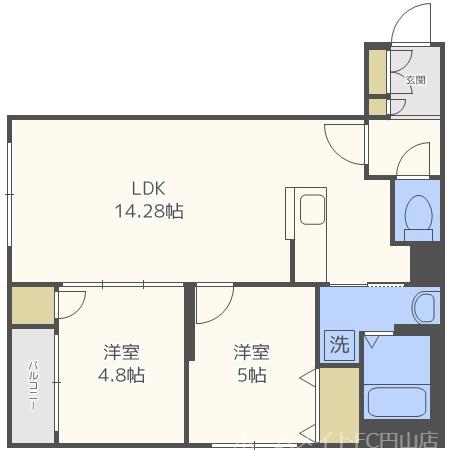 アルファ山の手南(2LDK/3階)の間取り写真