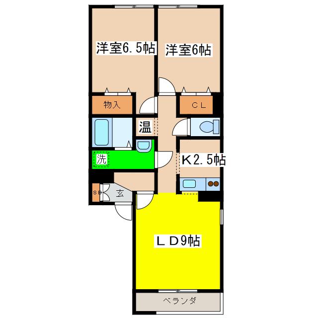 セレーノ壱番館(2LDK/2階)の間取り写真