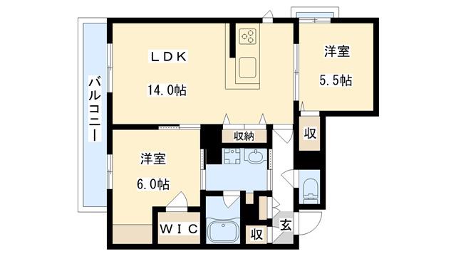 シャーメゾン ブランシュ(2LDK/3階)の間取り写真