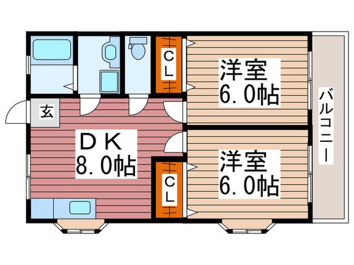 エステーコーポ(2DK/2階)の間取り写真
