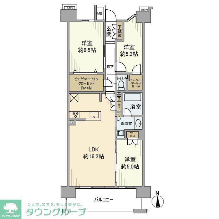 クレストプライムレジデンスパーク五番街(3LDK/4階)の間取り写真