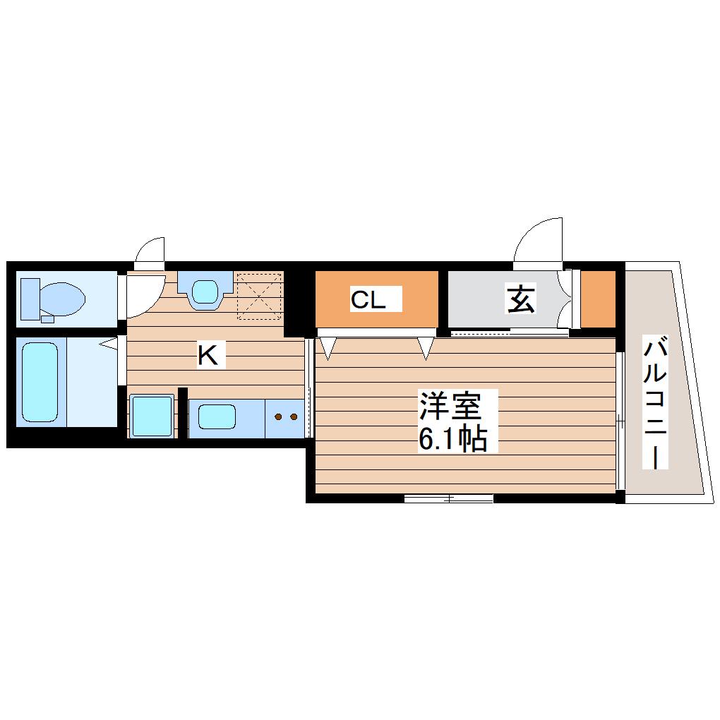 YS花京院(1K/2階)の間取り写真