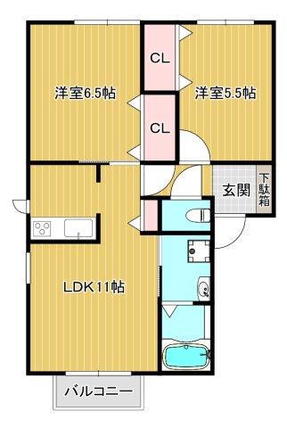 ジラソーレ(2LDK/1階)の間取り写真