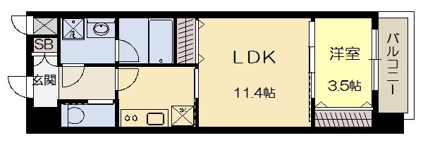 フレンシアノイエ江坂(1LDK/3階)の間取り写真