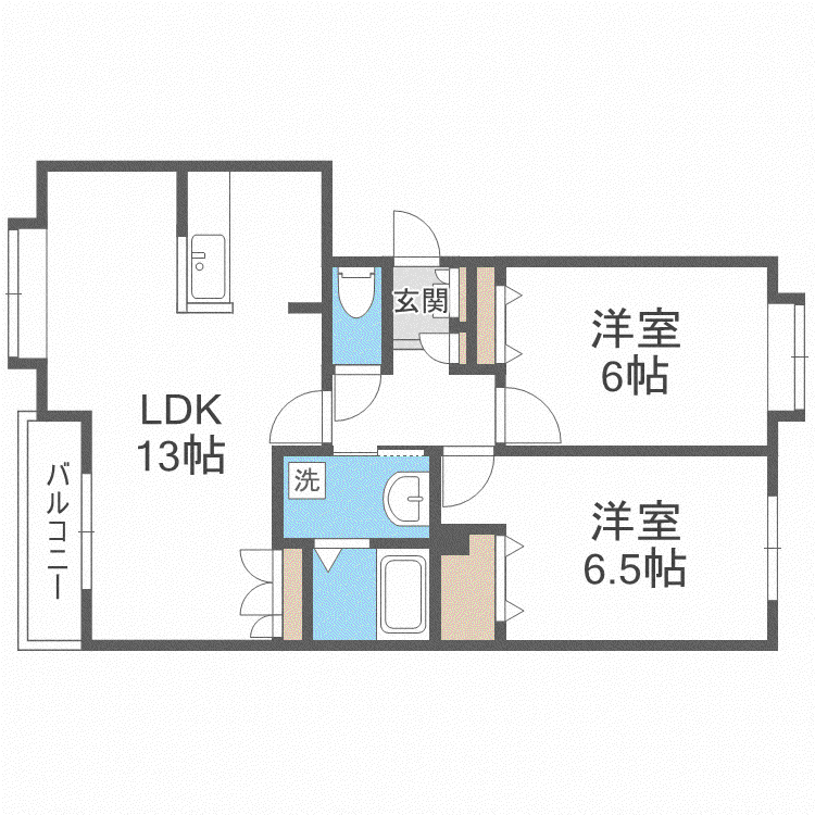 クリスタルリバー参番館(2LDK/3階)の間取り写真