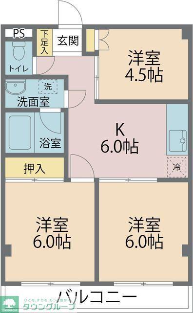 サニーコートいわき(3DK/3階)の間取り写真
