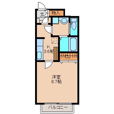 フレールリアン宮町I(1K/1階)の間取り写真