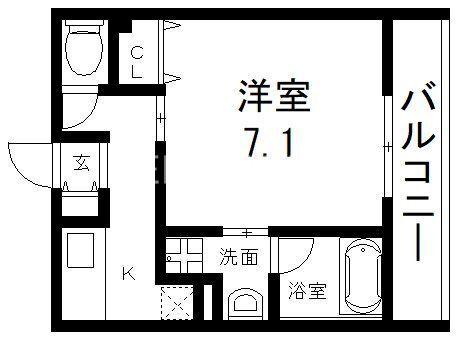 ステディ八戸ノ里(1K/1階)の間取り写真