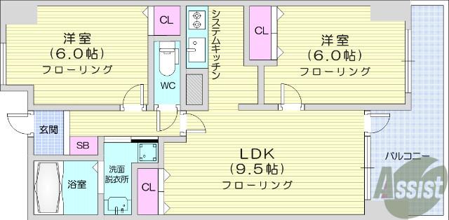 ノア本屋敷(2LDK/2階)の間取り写真