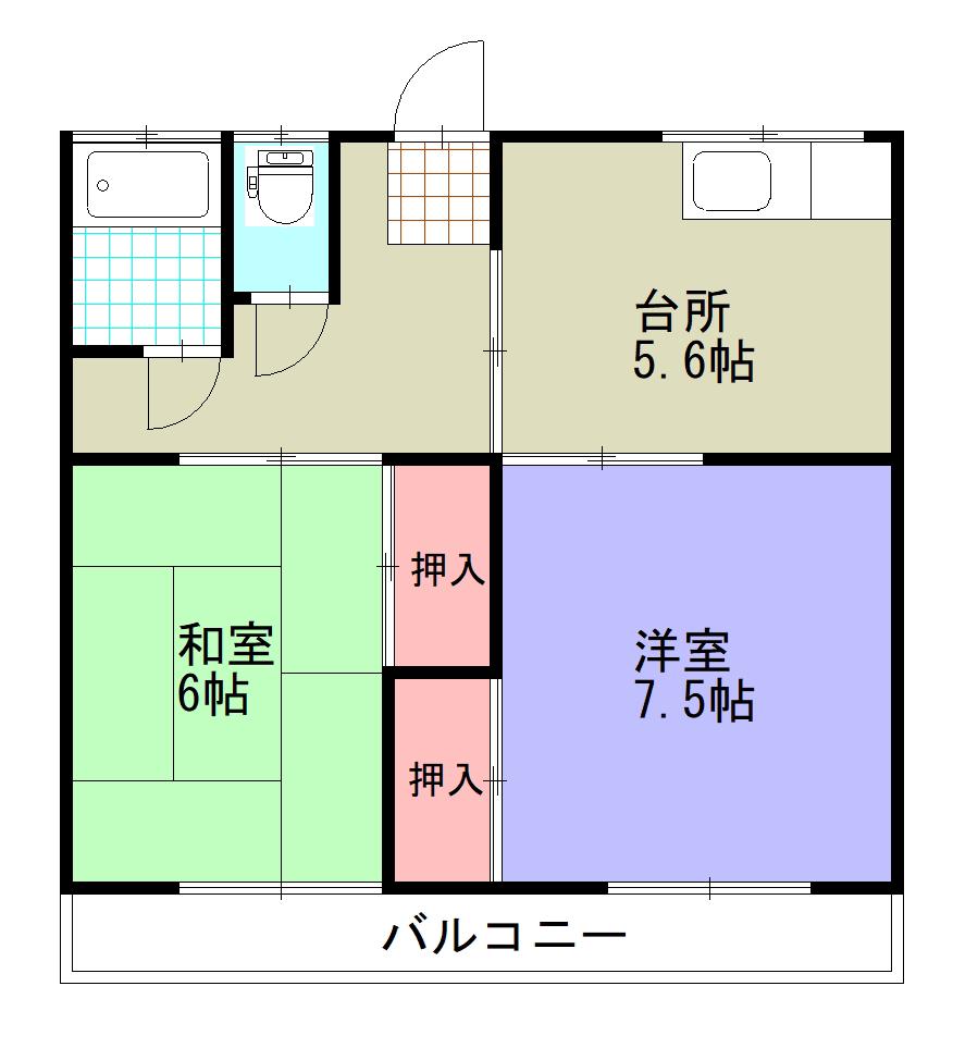新庄コーポ(2DK/2階)の間取り写真