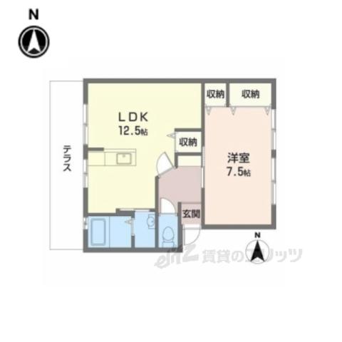 ロイヤルアーバン(1LDK/1階)の間取り写真