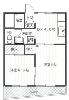グレース21(2DK/1階)の間取り写真