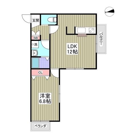 オリーブ上砂町(1LDK/3階)の間取り写真