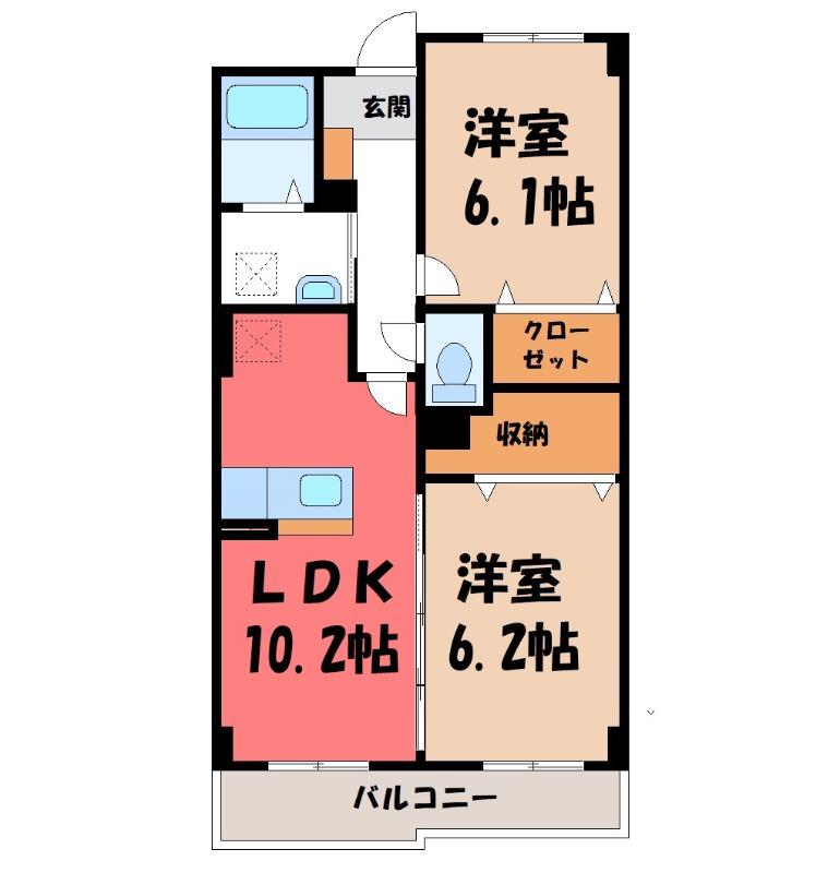 ブリリアンス(2LDK/3階)の間取り写真