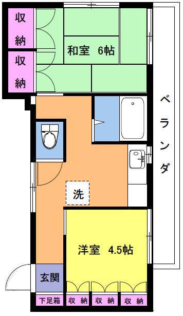 ハイツ司(2K/3階)の間取り写真