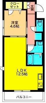 アストル間門(1LDK/3階)の間取り写真